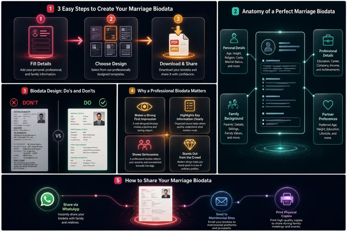 Step-by-step guide to create a marriage biodata infographic